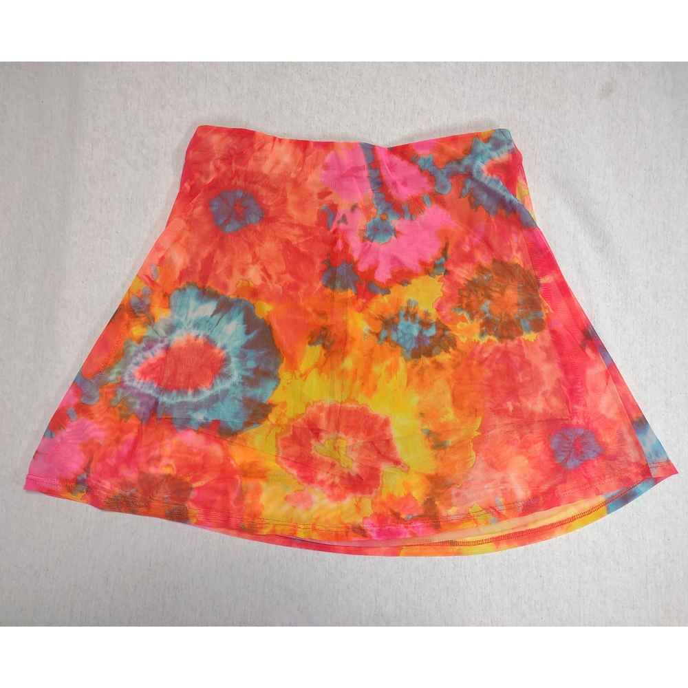 Rare New Los Angeles Apparel Printed Micro Mesh Skort| Orange Tie Dye| Medium - Picture 4 of 8